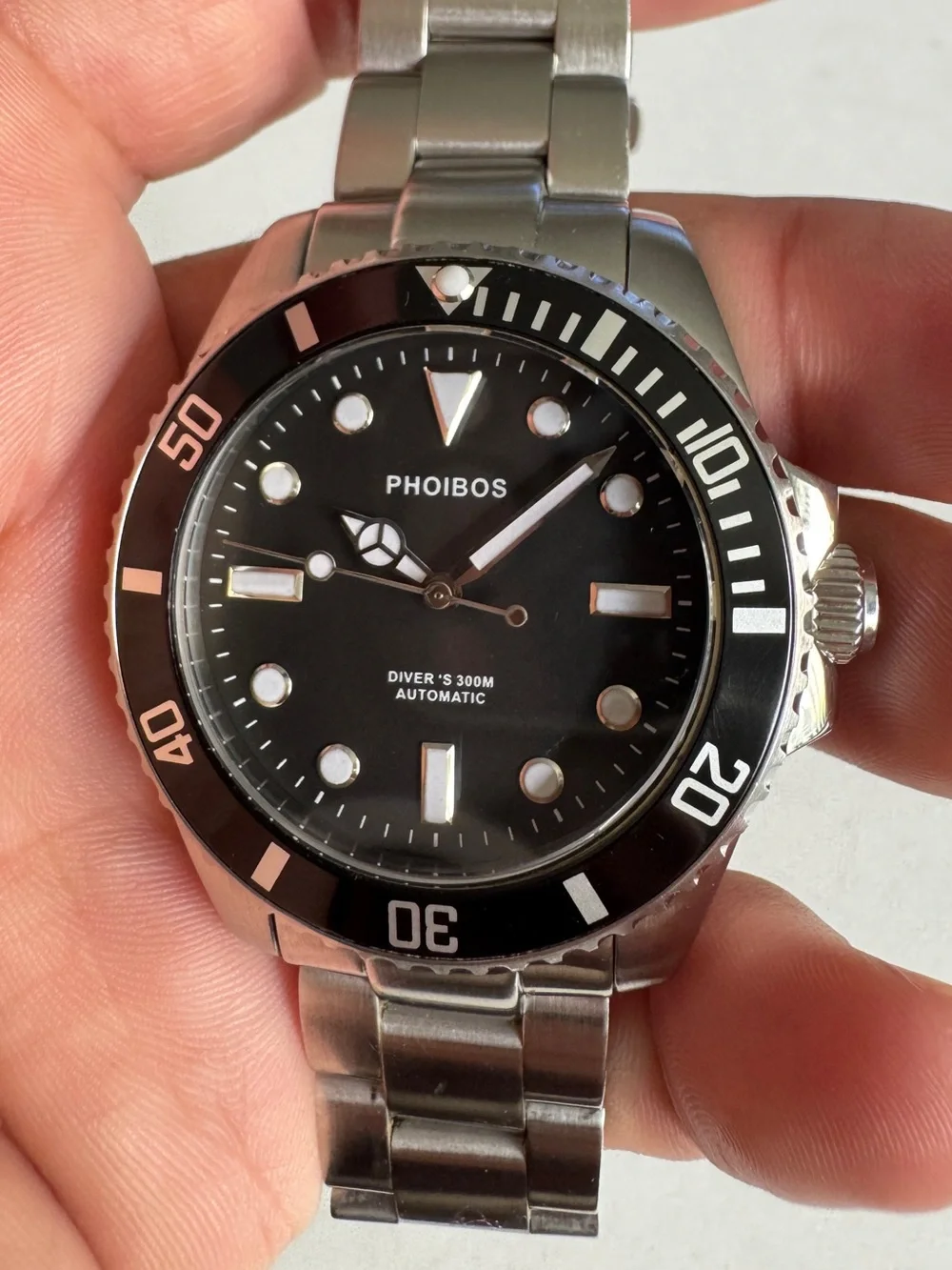 PHOIBOS GREAT WHITE PY006C 300M Automatic Diver Watch Black